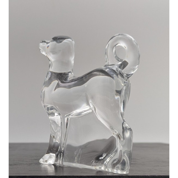 Baccarat Crystal Akita Dog Puppy Zodiac 1994 Figurine Paperweight France 4.5" - Picture 8 of 13